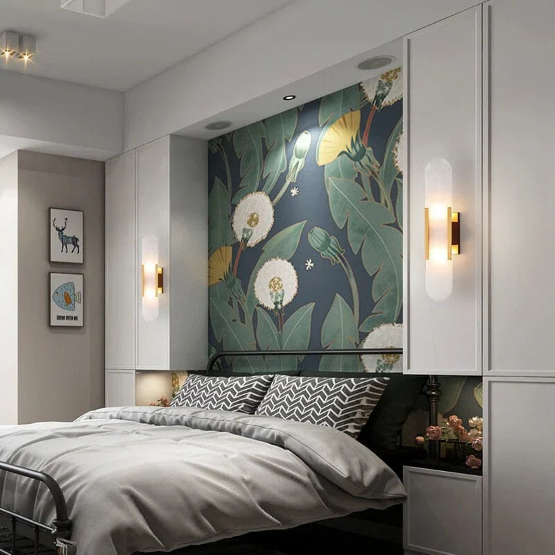 "Elegant black & gold LED wall lamp with sleek metal finish, perfect for modern interiors, offers stylish, warm lighting."