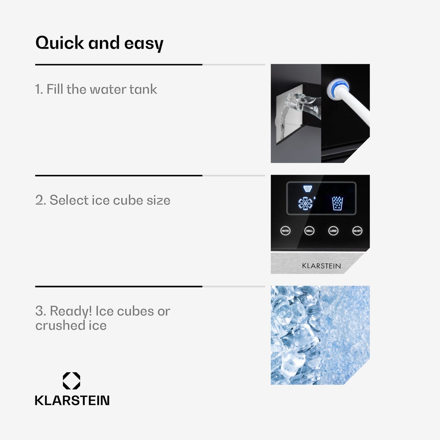 Klarstein Ice Age Crush 3-in-1 Ice Cube Maker & Crusher