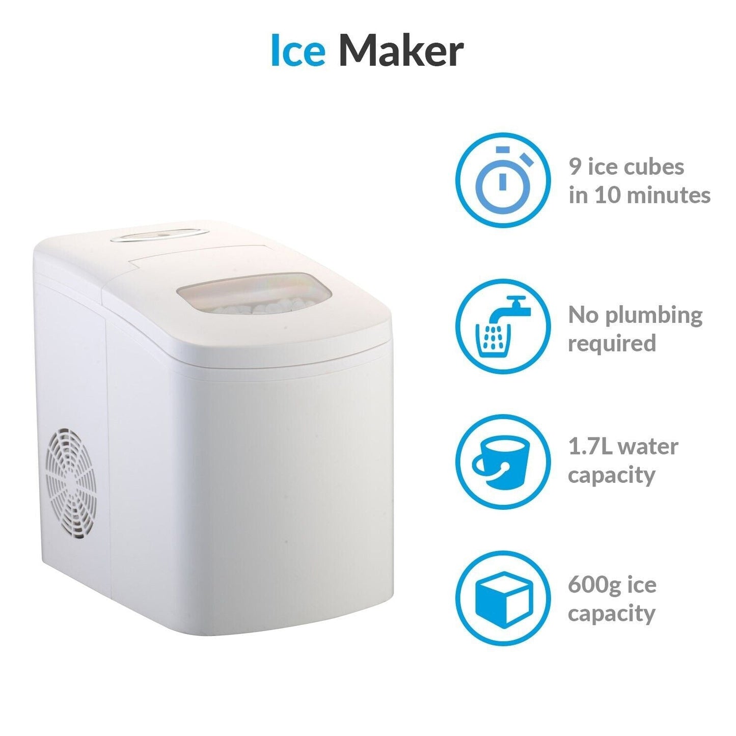 electriQ Portable Countertop Ice Cube Maker