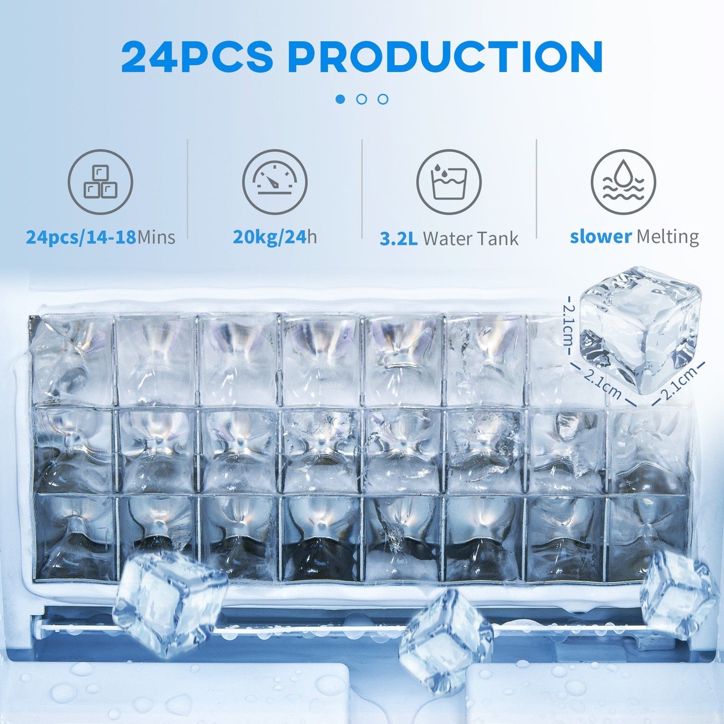 HOMCOM 20kg Countertop Ice Cube Maker