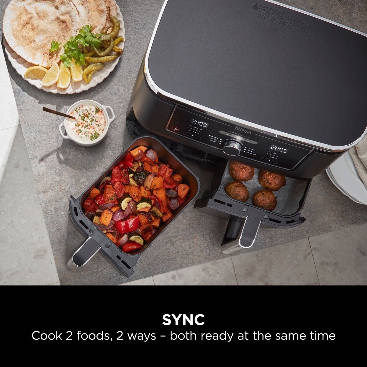 Ninja Foodi Air Fryer MAX Dual Zone – Refurbished [AF400UK], 6 Functions, 9.5L